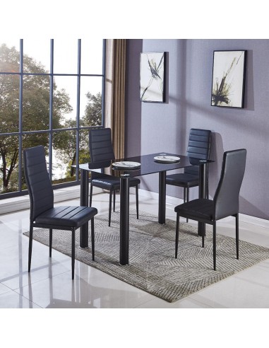 Mesa comedor + 4 sillas SILNE negro